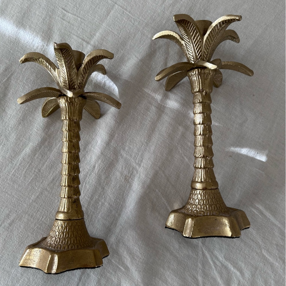 ANTHROPOLOGIE - PALM TREE TAPER CANDLE HOLDERS